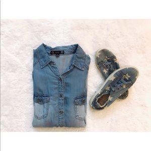 Denim button down